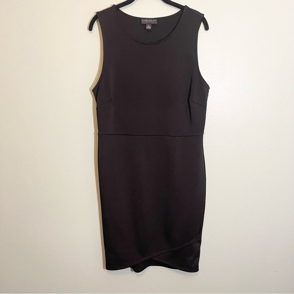 Forever 21+ Womens Stretch Bodycon‎ Round Neck Sleeveless Stretch Dress Black 2X